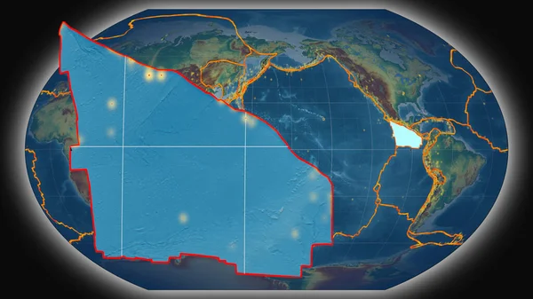 Placa Tectônica Cocos Extrudida Apresentada Contra Mapa Relevo Topográfico Global — Fotografia de Stock