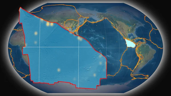 Placa Tectônica Cocos Extrudida Apresentada Contra Mapa Topográfico Global Projeção — Fotografia de Stock