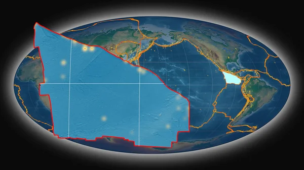 Placa Tectónica Cocos Extruida Presentada Contra Mapa Físico Color Global — Foto de Stock
