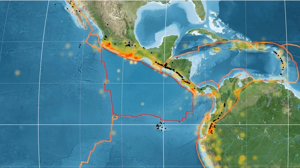 Cocos Tektoniska Platta Skisseras Den Globala Satellitbilder Mollweide Projektionen Rendering — Stockfoto