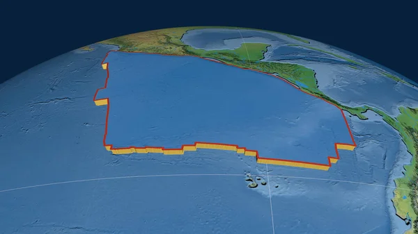 Cocos Tektonische Platte Wurde Auf Dem Globus Extrudiert Topographische Karte — Stockfoto