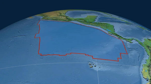 地球上で概説されたココス地殻プレート 地球地形図です 3Dレンダリング — ストック写真