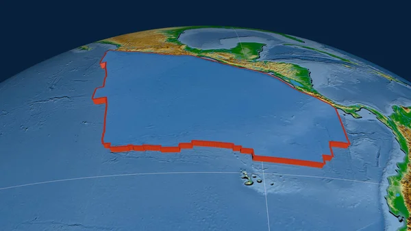 Cocos Tektonik Plakası Dünyaya Yayıldı Renk Fiziksel Harita Görüntüleme — Stok fotoğraf