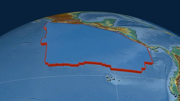 Cocos Tektonik Plakası Dünyaya Yayıldı Topoğrafik Yardım Haritası Görüntüleme — Stok fotoğraf