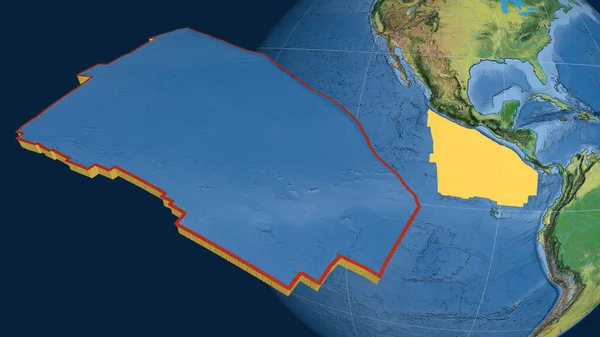 Piastra Tettonica Cocos Estruso Presentato Contro Globo Mappa Topografica Rendering — Foto Stock