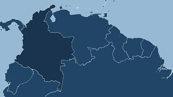Kolumbia Zbliżenie Perspektywy Kraju Bez Zarysu Tylko Kształty Maska Lądowa — Zdjęcie stockowe