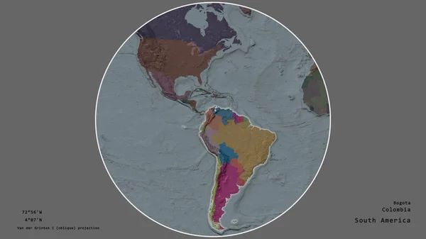 Kolumbijská Oblast Soustředila Kruhu Který Obklopoval Její Kontinent Odumřelém Pozadí — Stock fotografie