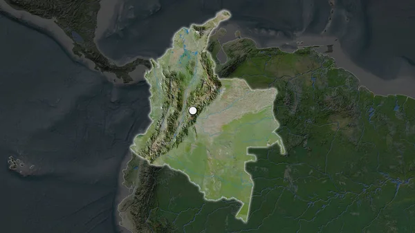 Виділена Територія Колумбії Центром Капіталу Спустошеній Карті Свого Району Супутникові — стокове фото