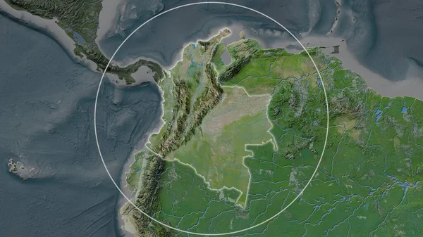 Area Allargata Della Colombia Circondata Cerchio Sullo Sfondo Del Suo — Foto Stock