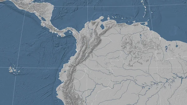 Colombia Zijn Buurt Afstandelijk Schuin Perspectief Geen Contouren Kaart Van — Stockfoto