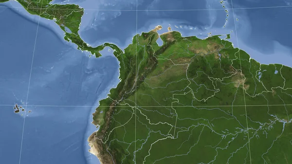 Kolumbia Környéke Távoli Ferde Perspektíva Körvonal Nélkül Műholdas Képek — Stock Fotó