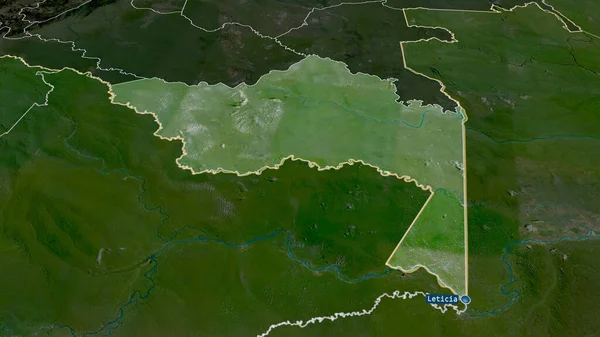 Амазонас Уполномоченный Колумбии Увеличил Масштаб Выделил Капиталом Спутниковые Снимки Рендеринг — стоковое фото
