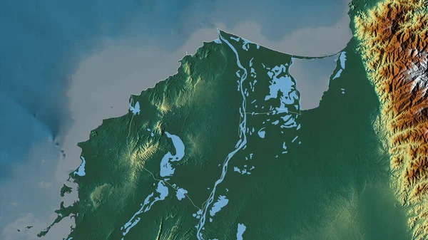 Атлантико Департамент Колумбии Цветной Рельеф Озерами Реками Форма Очерченная Против — стоковое фото