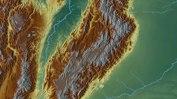 Boyaca Department Colombia Colored Relief Lakes Rivers Shape Outlined Its — Stock Photo, Image