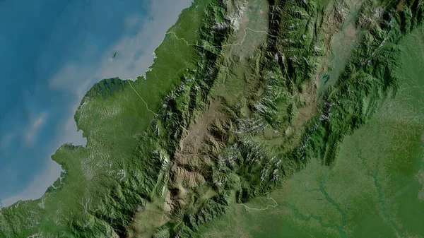 Cauca Departement Colombia Satellietbeelden Vorm Geschetst Tegen Zijn Landelijk Gebied — Stockfoto