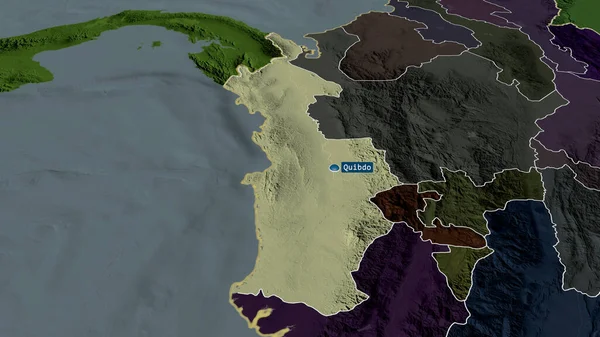 Choco Departamento Colombia Zoomed Destacó Con Capital Mapa Coloreado Tocado — Foto de Stock