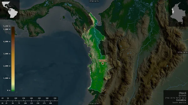 Choco Departamento Colômbia Dados Sombreamento Coloridos Com Lagos Rios Forma — Fotografia de Stock