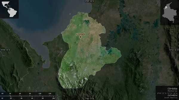 Córdoba Departamento Colombia Imágenes Satélite Forma Presentada Contra Área País — Foto de Stock