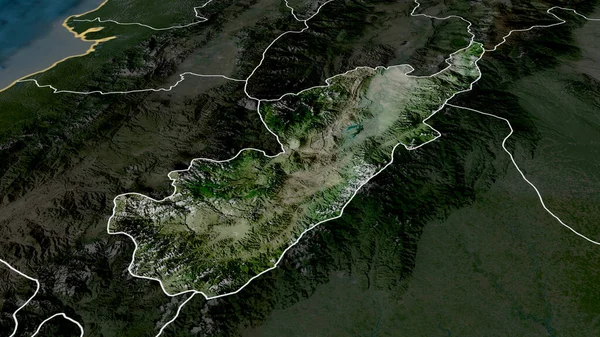 Huila Departamento Colombia Zoomed Destacó Imágenes Satélite Renderizado — Foto de Stock