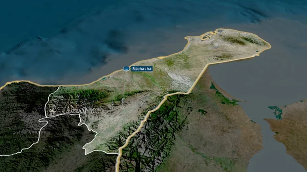Guajira Departementet Colombia Zoomade Och Belystes Med Kapital Satellitbilder Rendering — Stockfoto