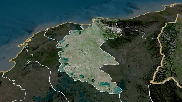 马格达莱纳省 哥伦比亚放大和突出 卫星图像 3D渲染 — 图库照片