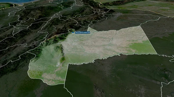 Мета Департамент Колумбії Збільшений Виділений Капіталом Супутникові Знімки Візуалізація — стокове фото