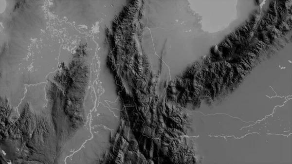 Норт Сантандер Департамент Колумбии Карта Масштабе Grayscaled Лаками Риверами Форма — стоковое фото