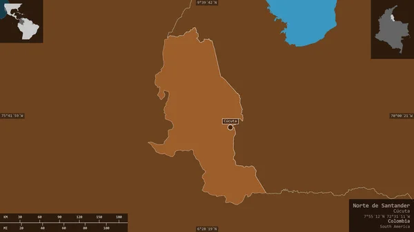 Norte Santander Департамент Колумбії Прилаштовані Водойми Озерами Річками Форма Представлена — стокове фото