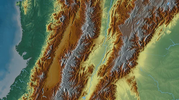 Tolima Departamento Colombia Relieve Colores Con Lagos Ríos Forma Delineada —  Fotos de Stock