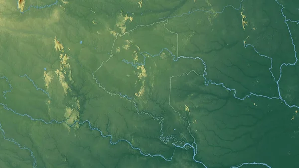ヴァウプス コロンビアの委員 湖や川と色の救済 形状は その国の領域に対して概説 3Dレンダリング — ストック写真