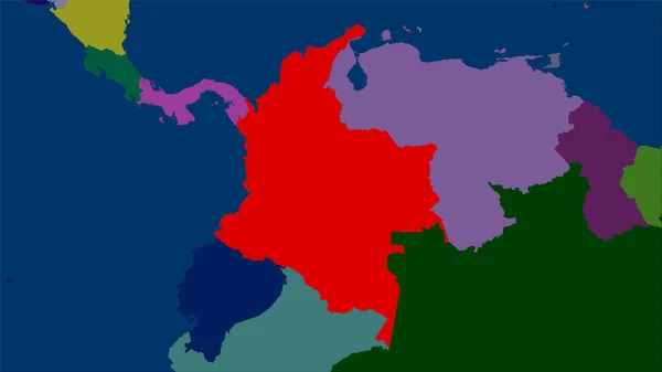 Área Colombia Mapa Divisiones Administrativas Proyección Estereográfica Composición Cruda Capas —  Fotos de Stock