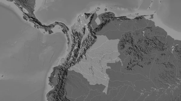 Área Colombia Mapa Elevación Bilevel Proyección Estereográfica Composición Cruda Capas — Foto de Stock