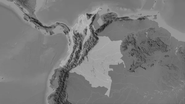 Zone Colombienne Sur Carte Altitude Niveaux Gris Dans Projection Stéréographique — Photo