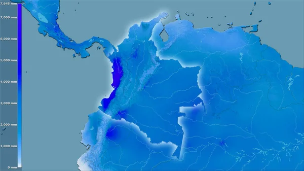 Precipitação Anual Dentro Área Colômbia Projeção Estereográfica Com Legenda Composição — Fotografia de Stock