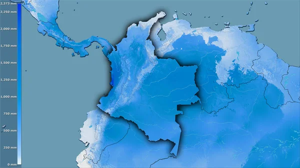 Précipitations Des Quartiers Les Froids Région Colombienne Dans Projection Stéréographique — Photo