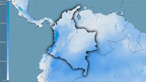 Précipitation Mois Sec Dans Région Colombie Dans Projection Stéréographique Avec — Photo