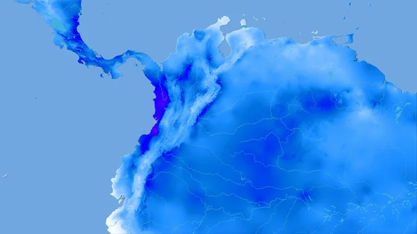 立体投影中的年降水量图上的哥伦比亚地区 栅格层的原始成分 — 图库照片