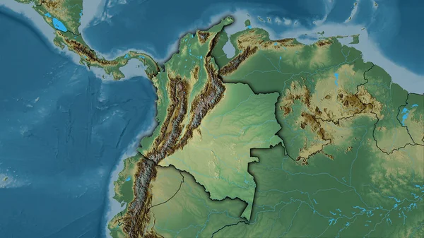 Colombia Gebied Topografische Reliëfkaart Stereografische Projectie Ruwe Samenstelling Van Rasterlagen — Stockfoto