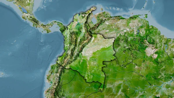 Colombia Gebied Satelliet Een Kaart Stereografische Projectie Rauwe Samenstelling Van — Stockfoto