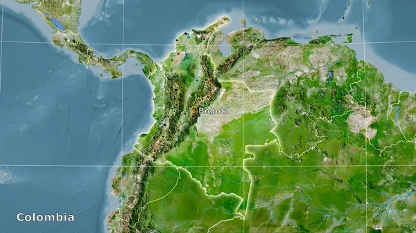 Colombia Gebied Satelliet Een Kaart Stereografische Projectie Hoofdcompositie — Stockfoto