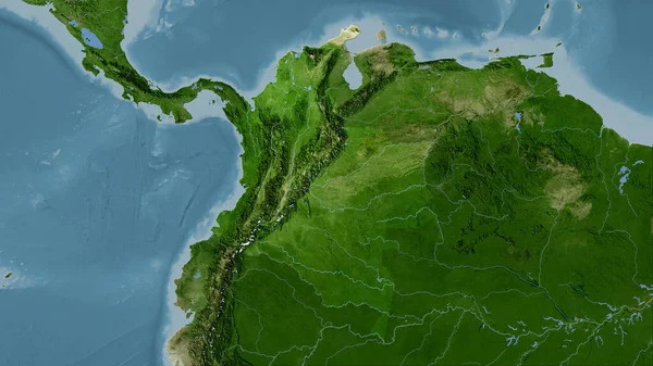 Colombia Gebied Satelliet Kaart Stereografische Projectie Ruwe Samenstelling Van Rasterlagen — Stockfoto