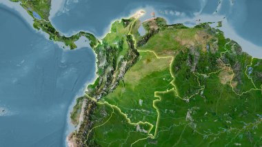 Sterografik projeksiyondaki C uydusundaki Kolombiya bölgesi - ışık saçan ana hatlı raster tabakalarının ham bileşimi