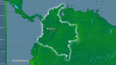 Efsanevi stereografik projeksiyondaki Kolombiya bölgesinde yıllık ortalama sıcaklık değişimi - ana bileşim