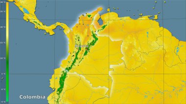 Efsanevi stereografik projeksiyonda Kolombiya bölgesinin en soğuk çeyreğinin ortalama sıcaklığı - ana kompozisyon