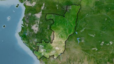 Kongo Brazzaville bölgesi, stereografik projeksiyondaki C uydusu haritasında - koyu parlak dış hatları olan raster tabakalarının ham bileşimi