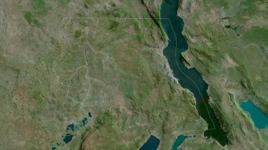 Tanganyika, Demokratik Kongo Cumhuriyeti eyaleti. Uydu görüntüleri. Ülke alanına göre şekillendirilmiş. 3B görüntüleme