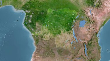 Kongo Kinşasa bölgesi stereografik projeksiyondaki C uydusu haritasında - raster katmanlarının ham bileşimi