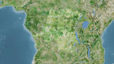 Kongo Kinşasa bölgesi uydu D haritasında stereografik projeksiyonda - raster katmanlarının ham bileşimi