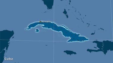 Stereografik projeksiyondaki katı haritada Küba alanı - ana bileşim