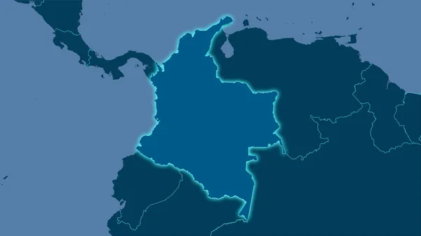 立体投影中的哥伦比亚区域 具有发光轮廓的栅格层的原始成分 — 图库照片